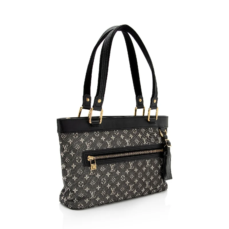 Louis Vuitton bags with a snap - button closure and a decorative charm for styleLouis Vuitton Monogram Mini Lin Lucille PM Tote (9g1Zj7)