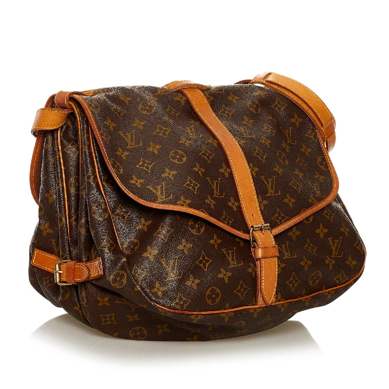 Louis Vuitton crossbody bags with a woven leather strap for textureLouis Vuitton Monogram Saumur 35 (SHG-34595)