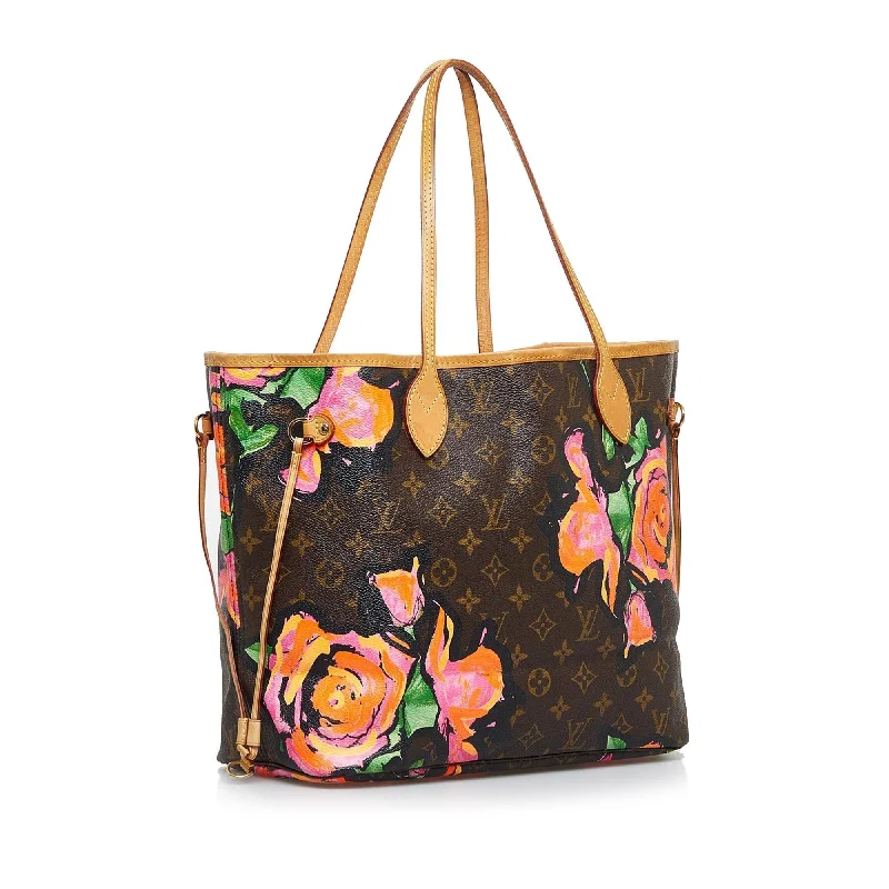 Louis Vuitton bags with a detachable mobile phone holder for convenienceLouis Vuitton Monogram Roses Neverfull MM (SHG-v6L1z7)