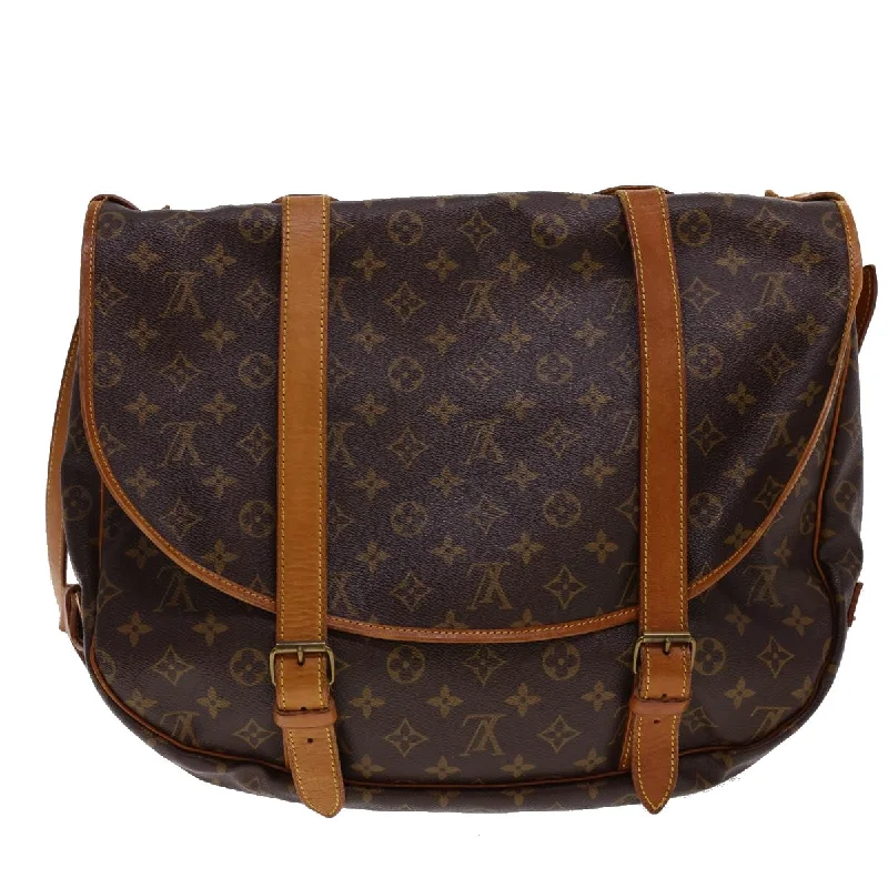 Louis Vuitton tote bags with a printed LV logo on the front for brand visibilityLOUIS VUITTON Monogram Saumur 43 Shoulder Bag M42252 LV Auth 40442