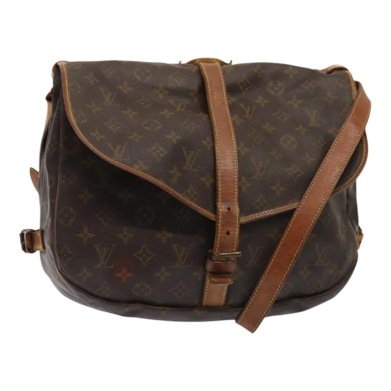 Ladies Louis Vuitton shoulder bags with a wide - width strap for comfortLOUIS VUITTON Monogram Saumur 35 Shoulder Bag M42254 LV Auth 87885