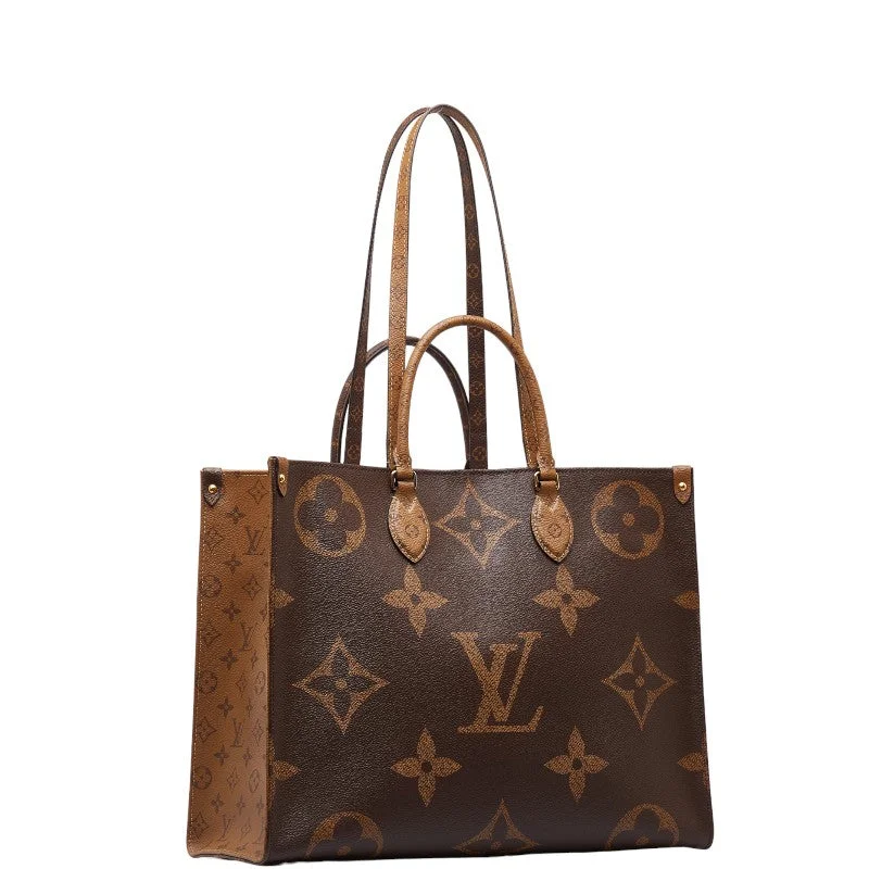 Louis Vuitton tote bags with a double - handle and shoulder - strap optionLouis Vuitton Monogram Reversee Giant On The Gor GM Handbag Shoulder Bag 2WAY M44576 Brown PVC Leather  Louis Vuitton