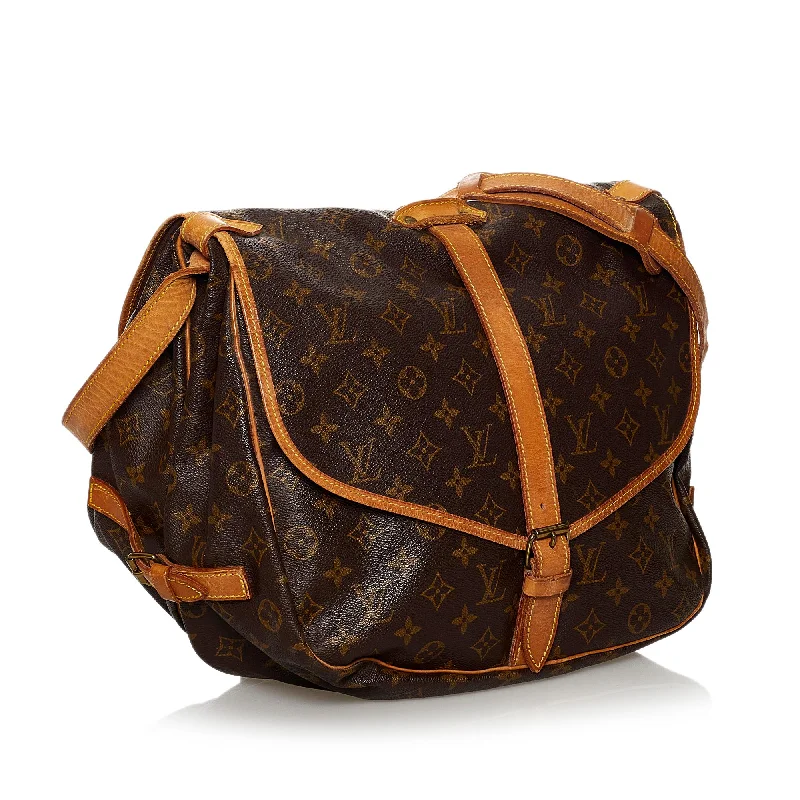 Louis Vuitton bags with a chain - link trim and a leather body for a modern edgeLouis Vuitton Monogram Saumur 35 (SHG-36334)