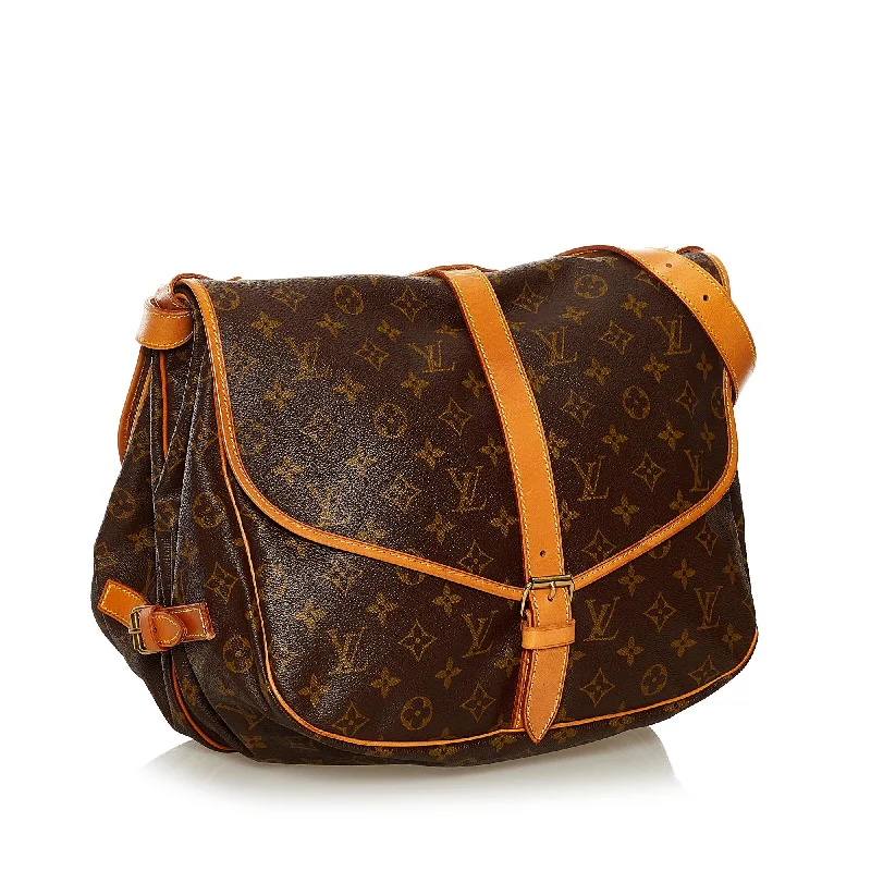 Ladies Louis Vuitton shoulder bags with a wide - width strap for comfortLouis Vuitton Monogram Saumur 35 (SHG-34453)