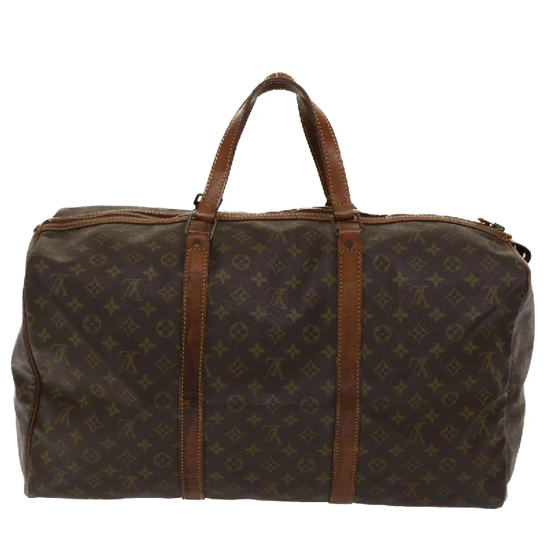 Louis Vuitton bags with a snap - button closure and a decorative charm for styleLOUIS VUITTON Monogram Sac Souple 55 Boston Bag M41622 LV  ar10006