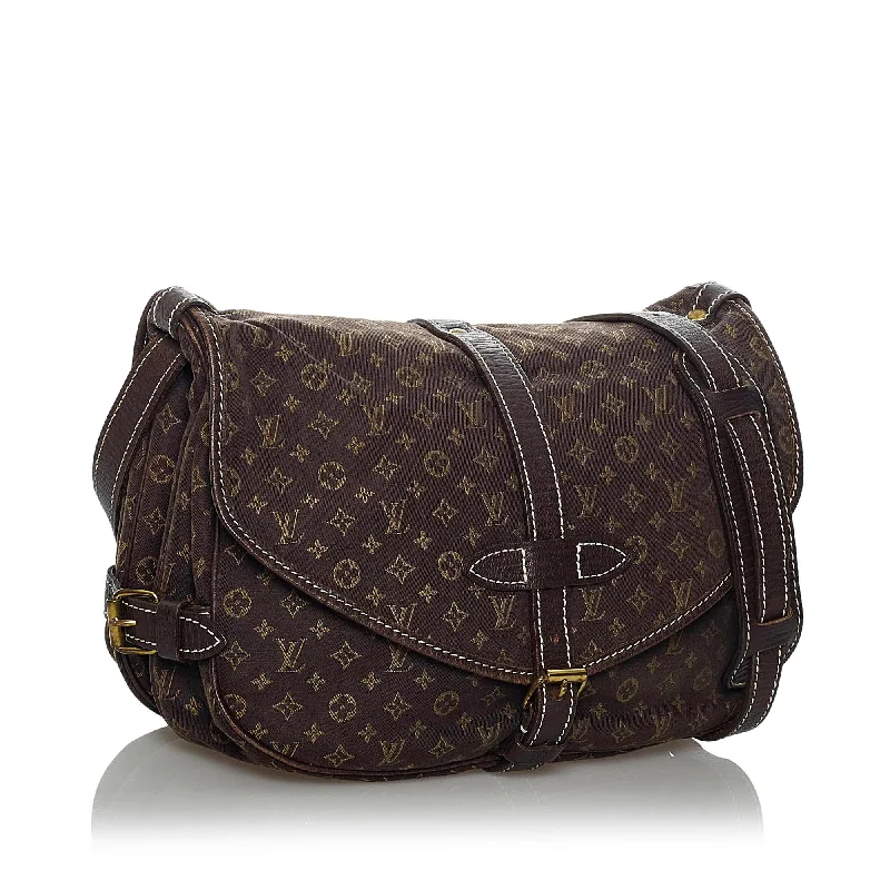 Ladies Louis Vuitton Capucines bags with gold - toned hardwareLouis Vuitton Monogram Mini Lin Saumur (33895)