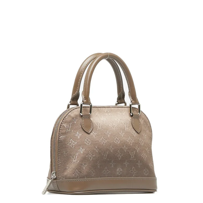 Louis Vuitton Petite Malle bags with a hard - shell structure for uniquenessLOUIS VUITTON Monogram Satin Little Alma Handbag M92147 Brown Leather Women's