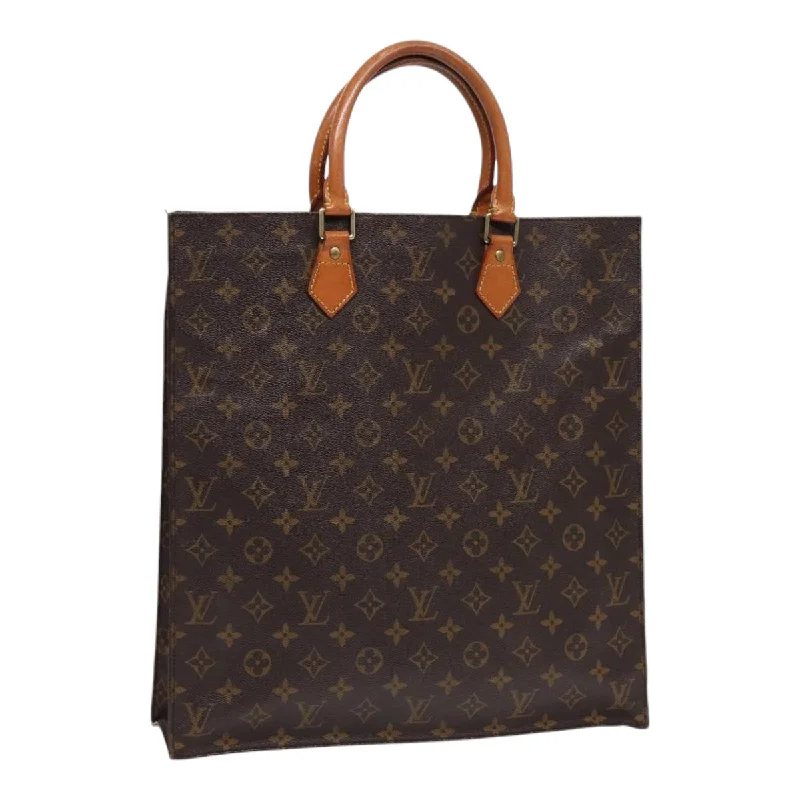 Louis Vuitton backpacks with a multi - pocket organization for functionalityLOUIS VUITTON Monogram Sac Plat Hand Bag M51140 LV Auth 86605