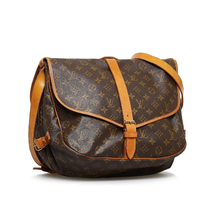 Louis Vuitton crossbody bags in a bold red color for a statementLouis Vuitton Monogram Saumur 35 (SHG-PiT1cu)