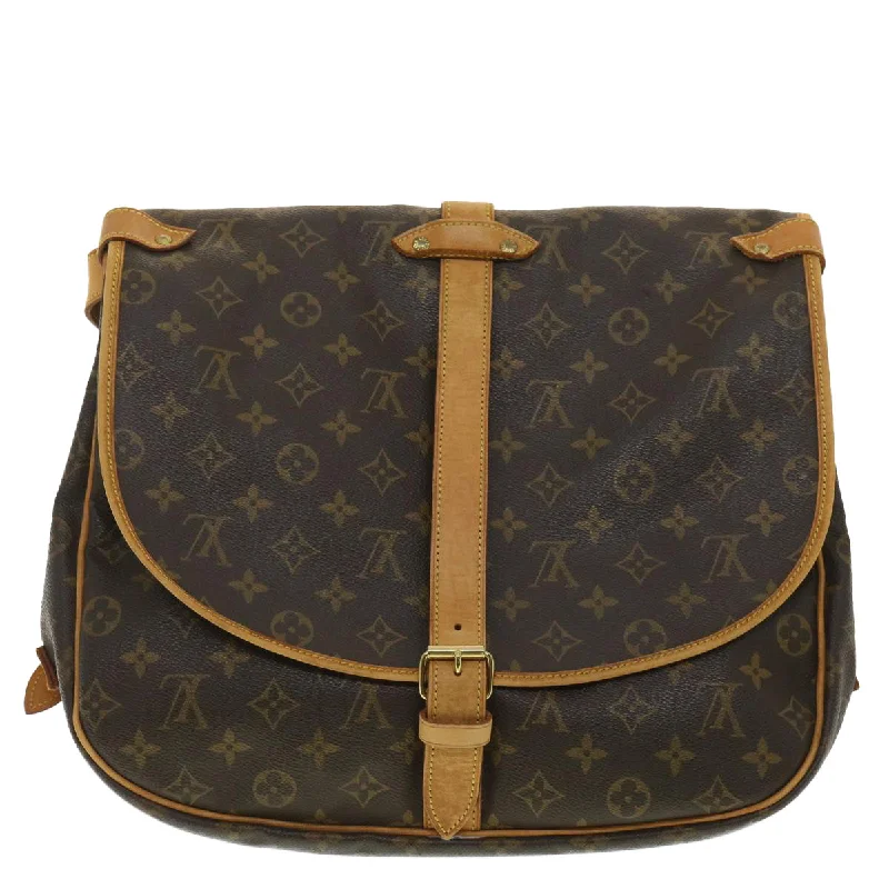 Louis Vuitton bags with a detachable mirror inside for on - the - go touch - upsLOUIS VUITTON Monogram Saumur 35 Shoulder Bag M42254 LV Auth B101