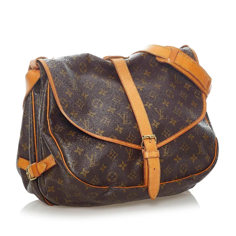 Louis Vuitton crossbody bags with a printed floral pattern for femininityLouis Vuitton Monogram Saumur 35 (SHG-33267)