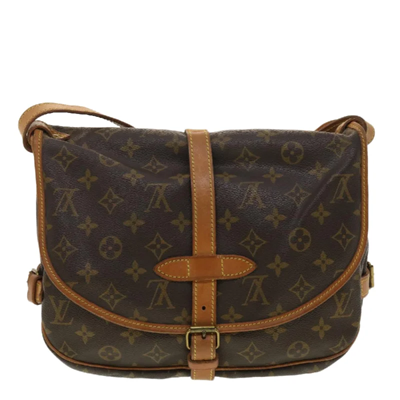 Louis Vuitton backpacks with a padded back panel for comfort during long - wearLOUIS VUITTON Monogram Saumur 30 Shoulder Bag M42256 LV Auth 40300