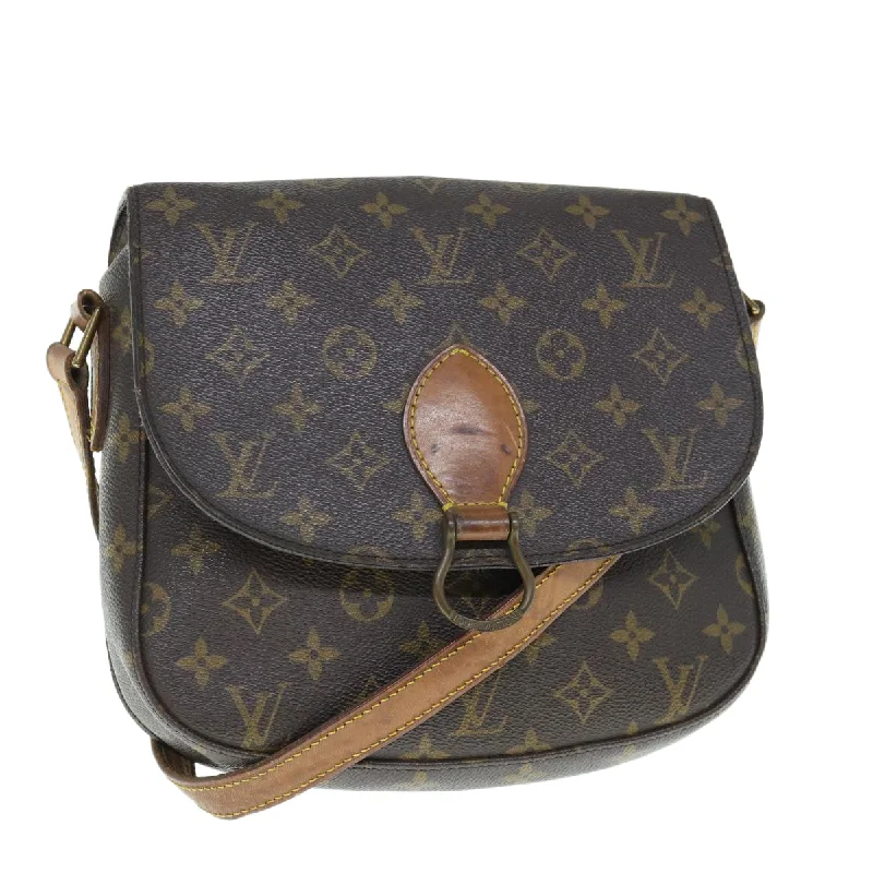 Louis Vuitton bags with a snap - button closure and a decorative charm for styleLOUIS VUITTON Monogram Saint Cloud GM Shoulder Bag M51242 LV Auth tb974