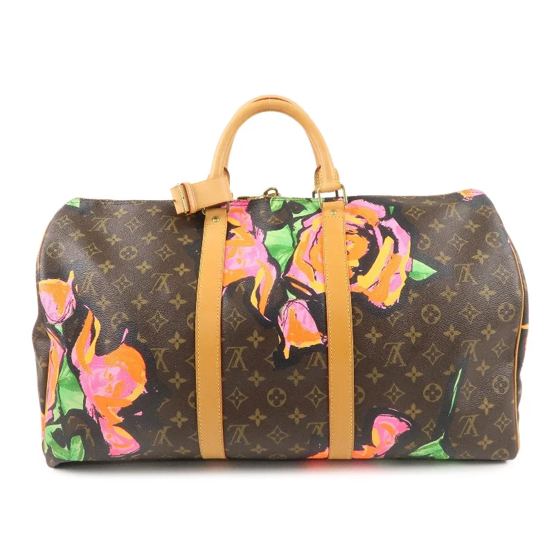 Louis Vuitton bags with a detachable mirror inside for on - the - go touch - upsLouis Vuitton Monogram Rose Keep All 50 Boston Bag M48605