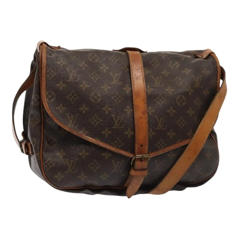 Louis Vuitton backpacks with a hidden back pocket for securityLOUIS VUITTON Monogram Saumur 35 Shoulder Bag M42254 LV Auth ki4838