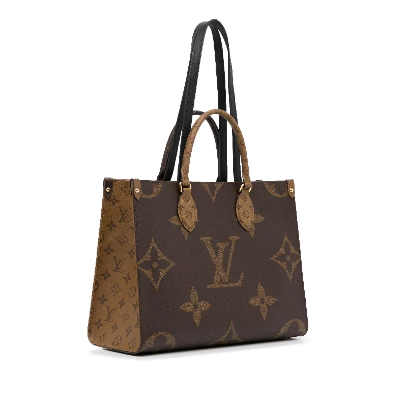 Louis Vuitton handbags with a beaded trim for a touch of glamourLouis Vuitton Monogram Reverse Giant Onthego GM (SHG-zDgybk)