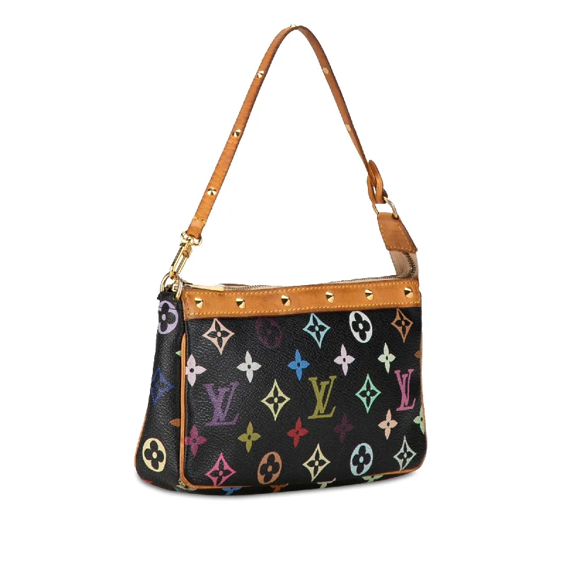 Ladies Louis Vuitton shoulder bags with a wide - width strap for comfortLouis Vuitton Monogram Multicolore Pochette Accessoires (GEXlSm)