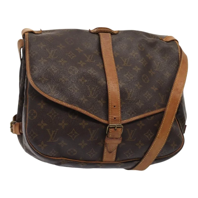 Louis Vuitton tote bags with a water - resistant coating for outdoor useLOUIS VUITTON Monogram Saumur 35 Shoulder Bag M42254 LV Auth ar12467