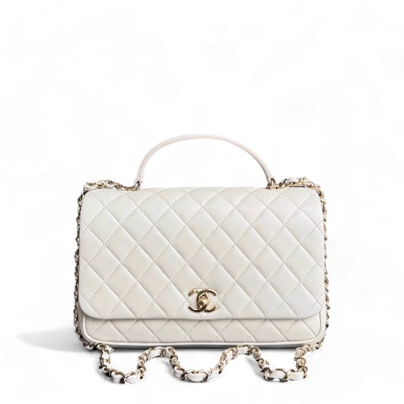 CHANEL CITIZEN CHIC FLAP BAG - MEDIUM LAMBSKIN CREAM WHITE QUILTED GOLD HARDWARE SERIES 25 SYCM339