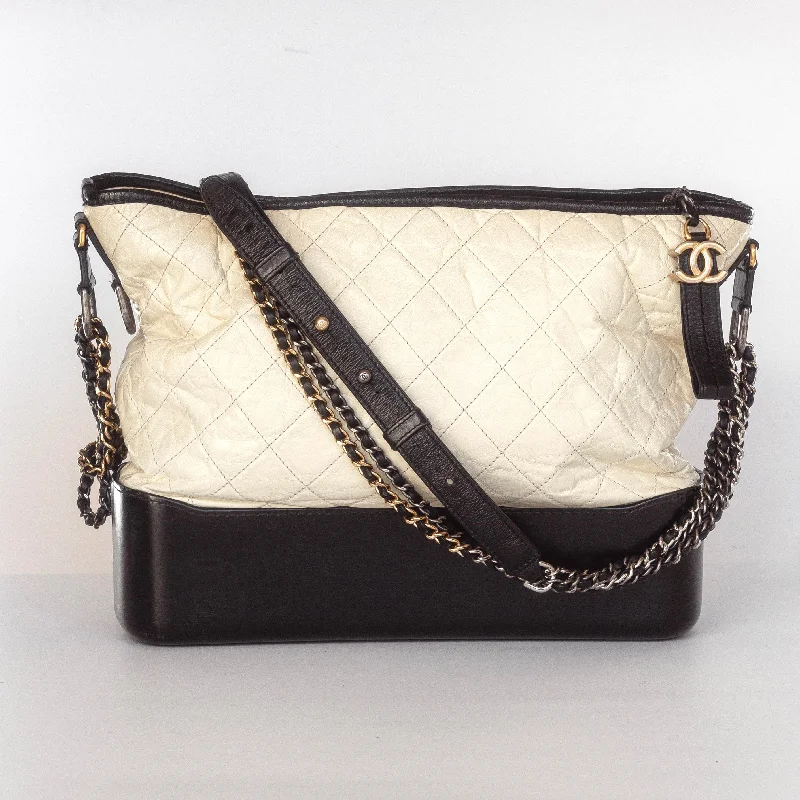 CHANEL - GABRIELLE MEDIUM BAG BICOLOR BLACK & WHITE LEATHER