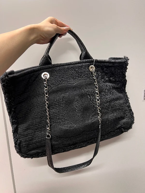 CHANEL Coco Mark Shopping Tote Canvas×Leather Black S B0208YQ6FV