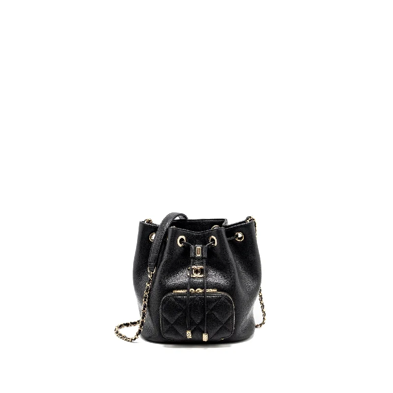 Chanel Business Affinity Drawstring Bucket Bag Caviar Black GHW