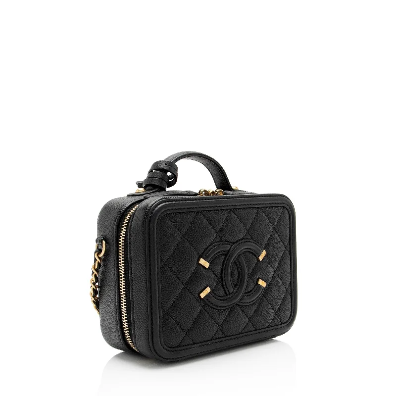 Chanel Caviar Leather CC Filigree Small Vanity Case (0Nks5y)