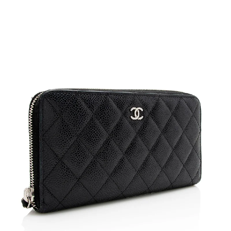 Chanel Caviar Leather CC Zip Around Wallet (21319)