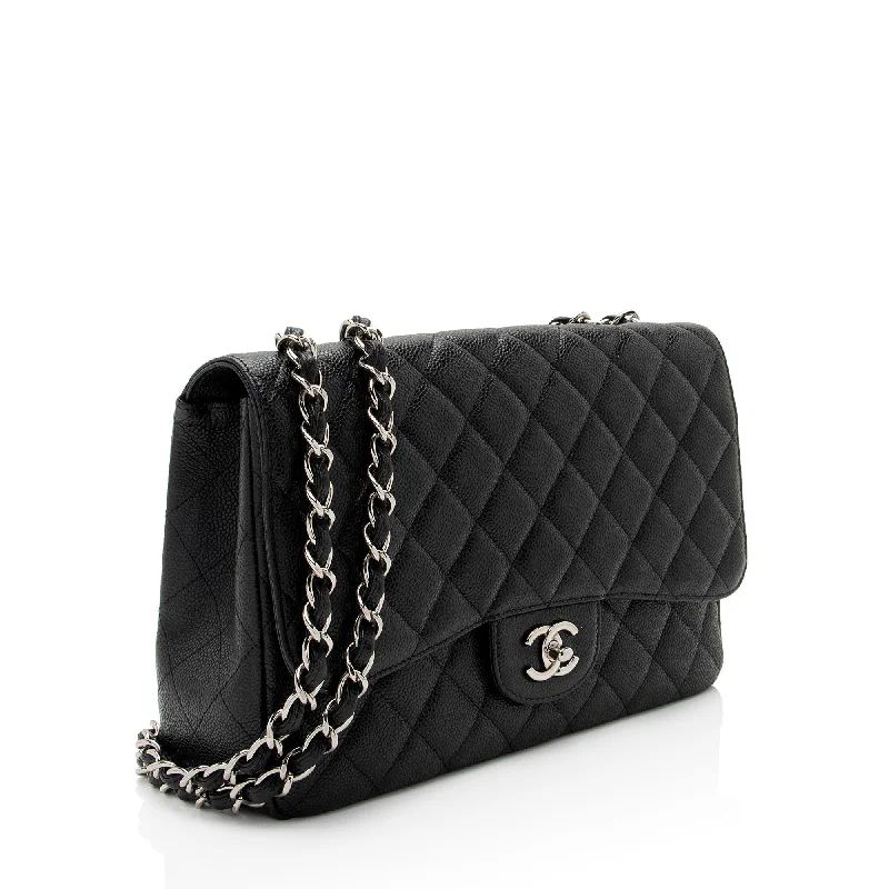 Chanel Caviar Leather Classic Jumbo Single Flap Bag (LHfnsx)