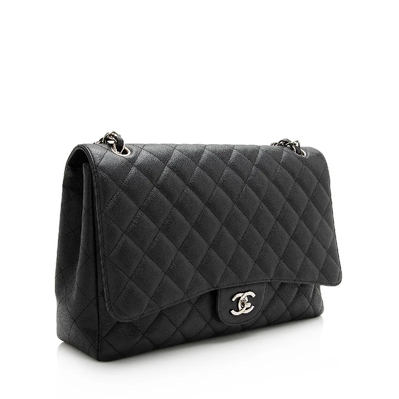 Chanel Caviar Leather Classic Maxi Single Flap Bag (22488)