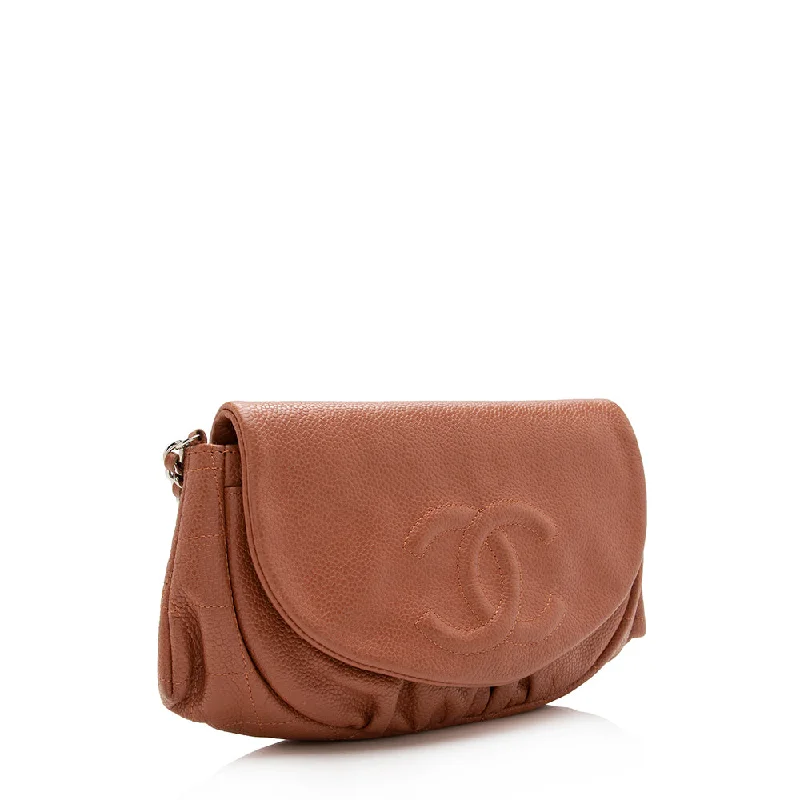 Chanel Caviar Leather Half Moon Wallet on Chain Bag (16815)