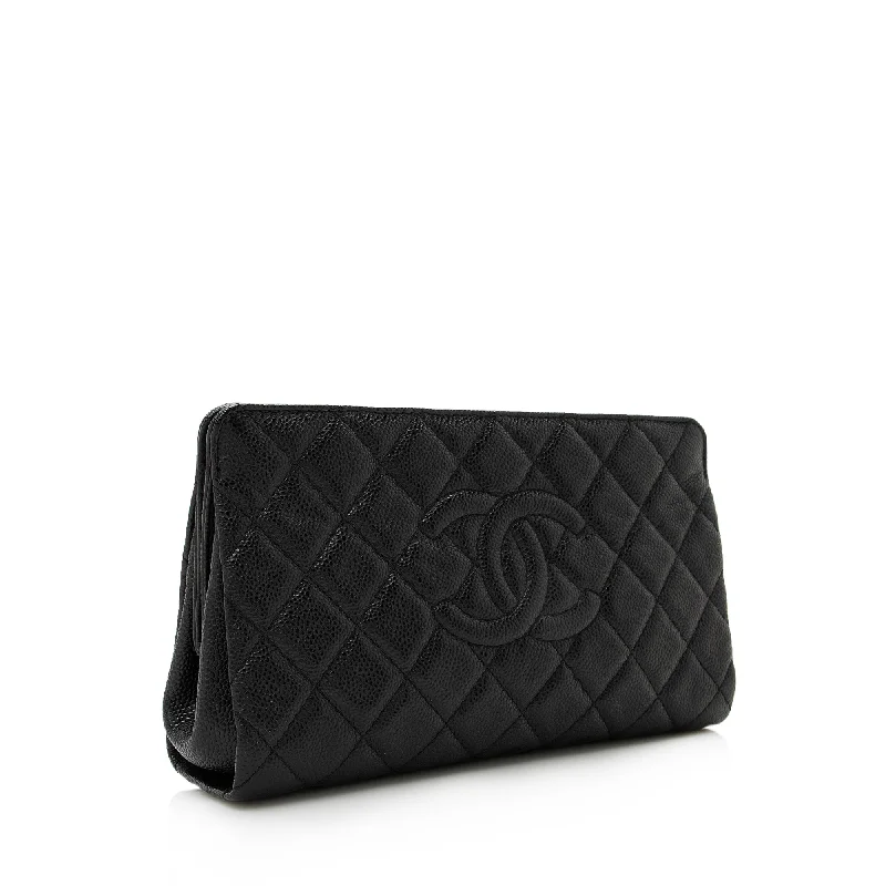 Chanel Caviar Leather Timeless CC Frame Clutch (22756)