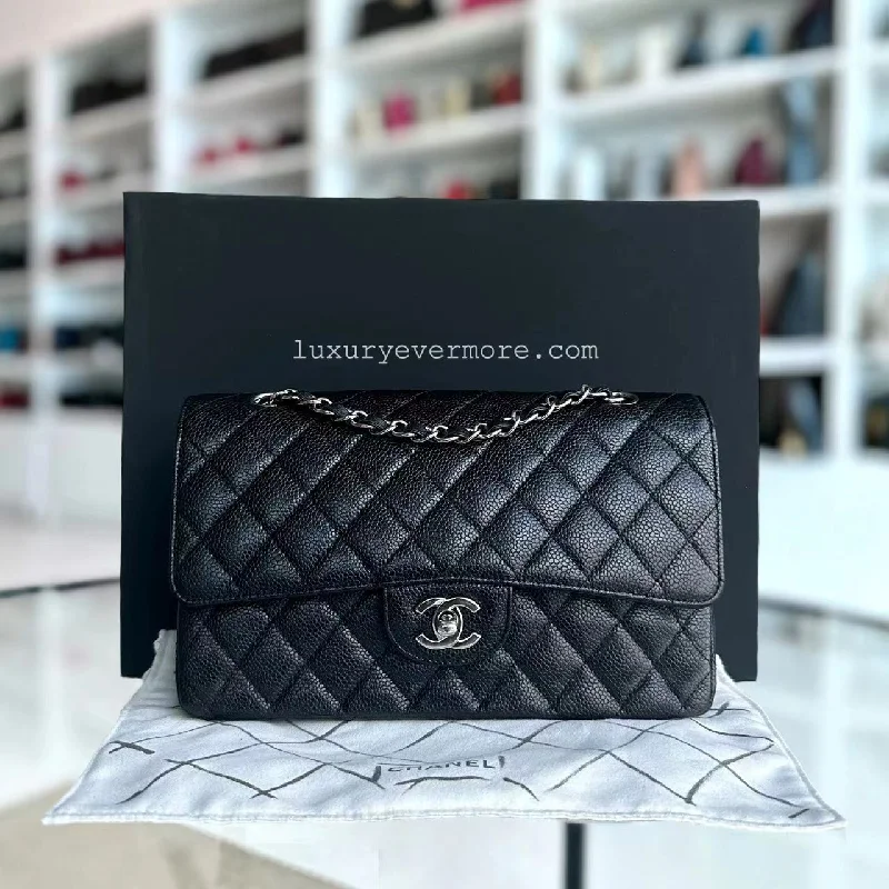 Chanel Classic Flap Medium - Caviar Quilted Grained Calfskin Black Silver Hardware Series 13