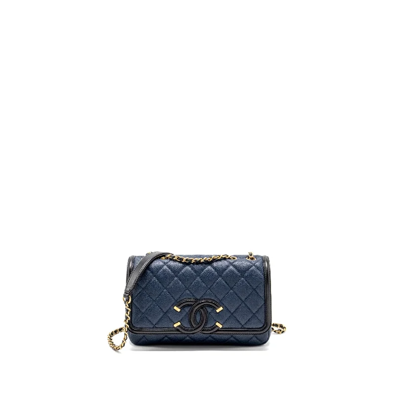 Chanel Filigree flap bag Caviar Navy/black GHW