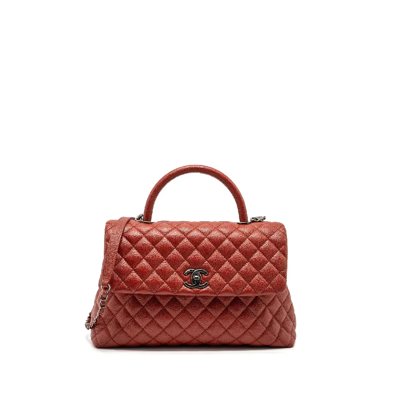 Chanel Large Coco Handle Caviar Dark Red Ruthenium Hardware