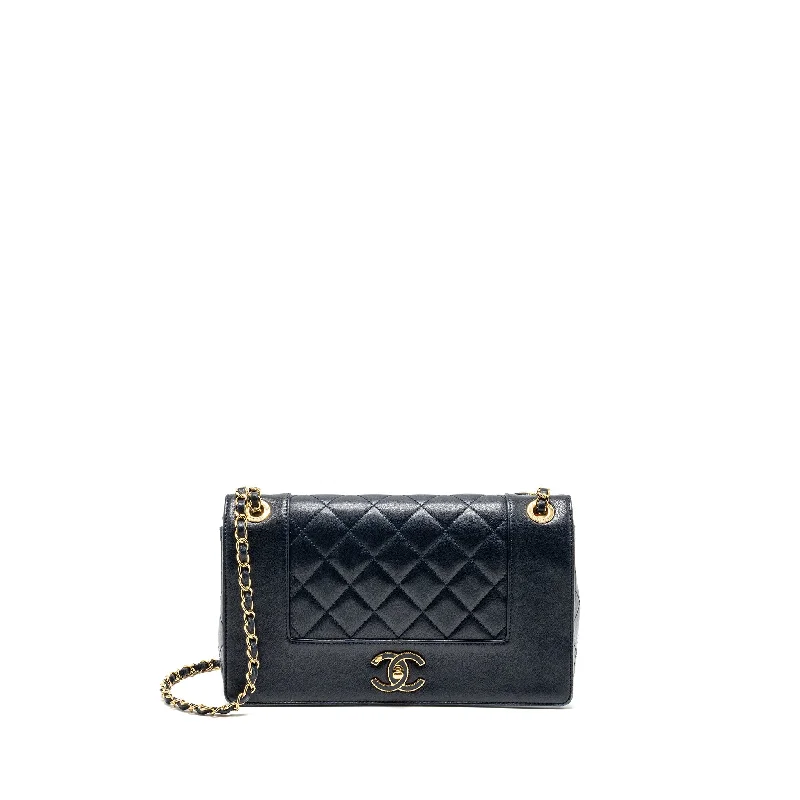 Chanel Mademoiselle Enamel Flap Bag Goatskin Navy GHW