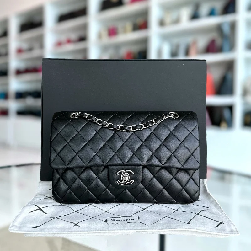 Balance of Quilted Lambskin Black Silver Hardware Series 13