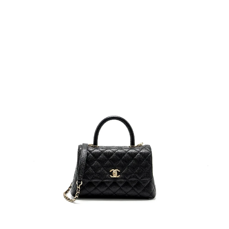 Chanel Small Coco Handle Caviar Black LGHW (Microchip)