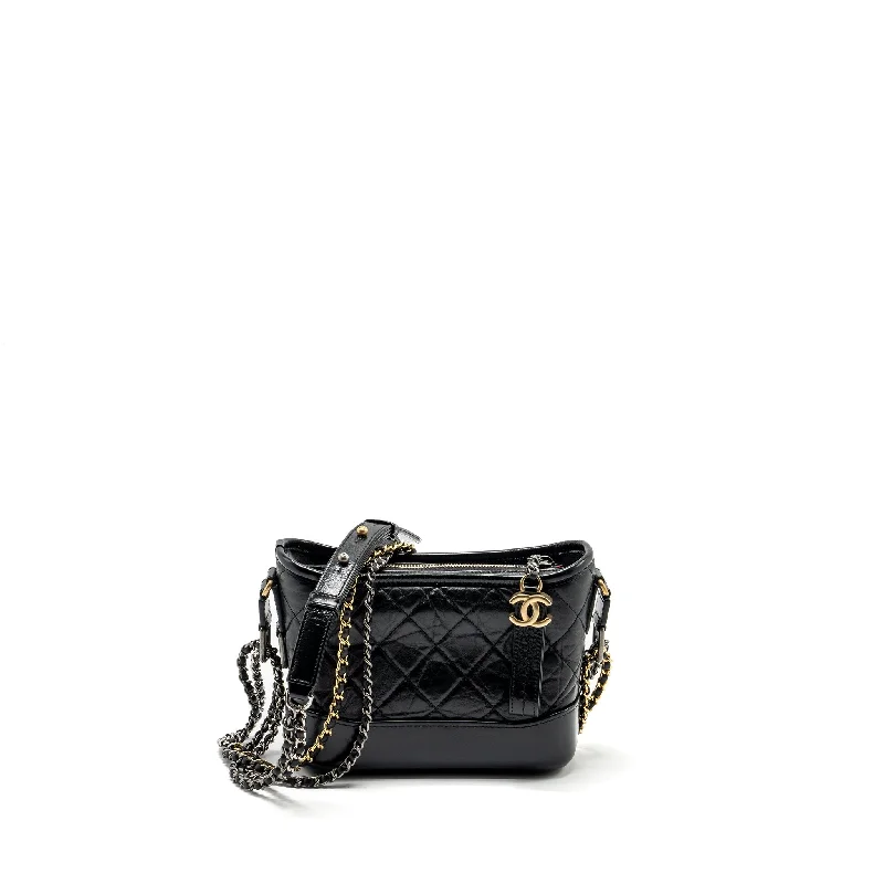 Chanel Small Gabrielle Hobo Bag Calfskin Black Multicolour Hardware