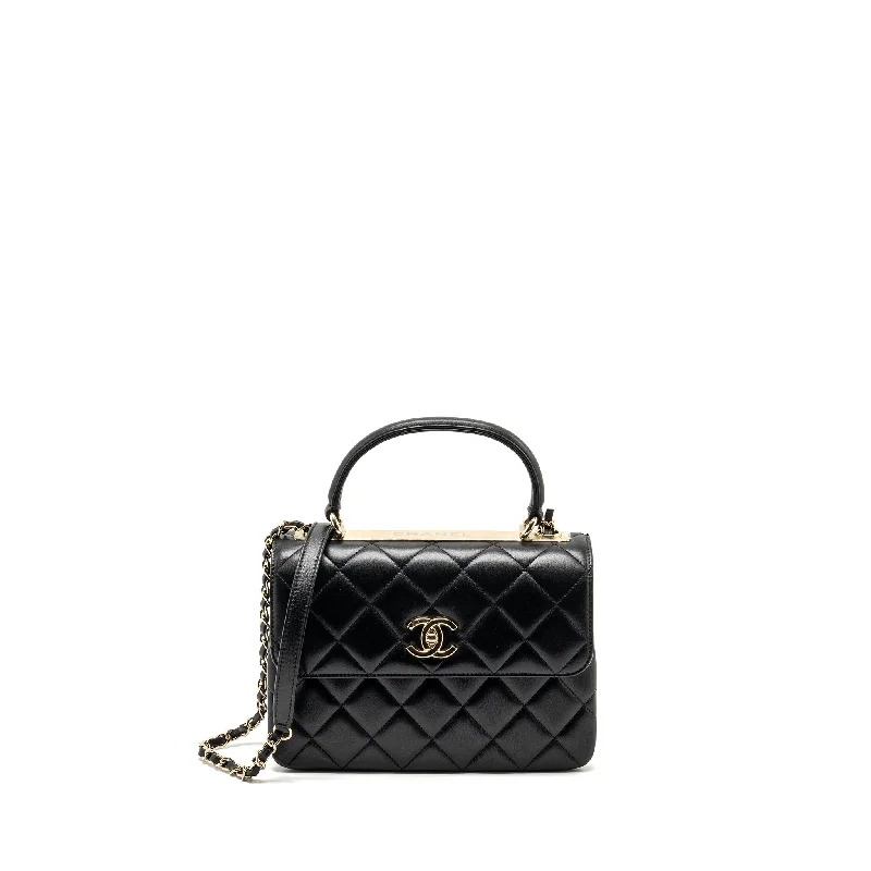 Chanel Small Trendy CC Flap Bag Lambskin Black LGHW (Microchip)