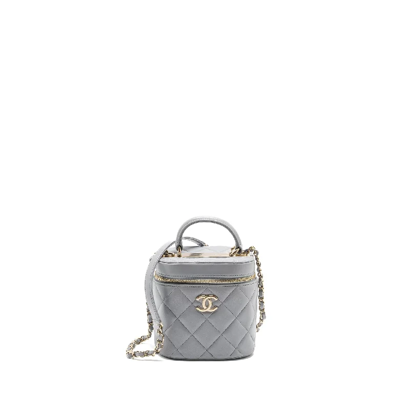 CHANEL Trendy CC Top Handle Vanity With Chain Lambskin Grey LGHW