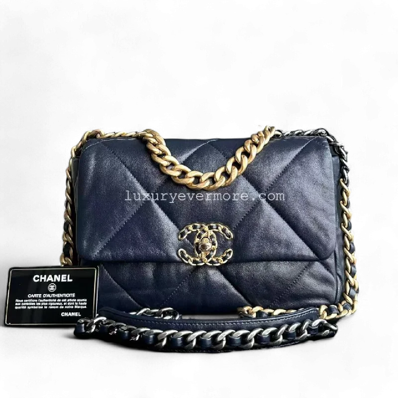 Small 19 Bag C19 Goatskin Dark Blue Two-Tone Hardware Series 29