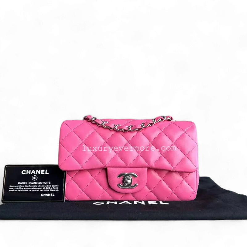 *Unused* Chanel Classic Flap Mini - 20CM Rectangle Quilted Lambskin Pink Silver Hardware Series 27